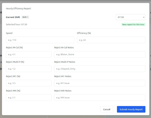 GlassSync hourly efficiency reporting workflow