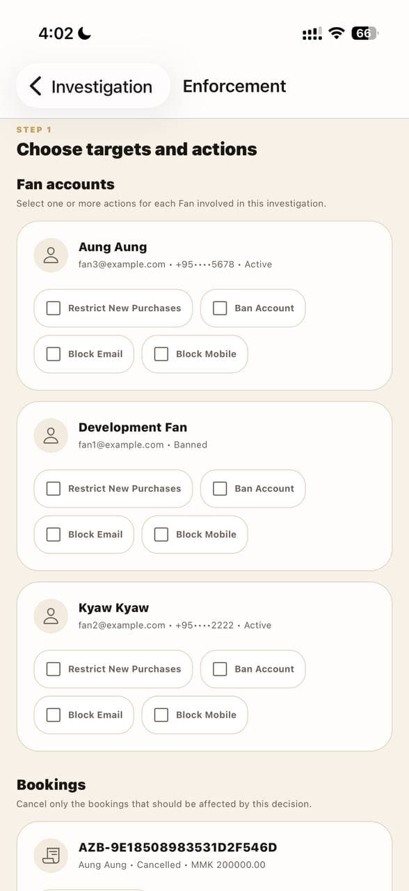 Administrator controls for account restrictions