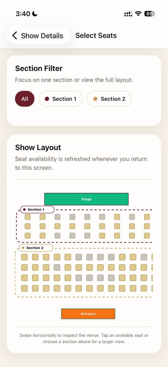 Seat selection interface